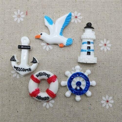 Anchor/rudder/Lighthouse/life ring/seagull Resin Flatback Cabochon Miniature Food Art Supply Decoration Charm Craft