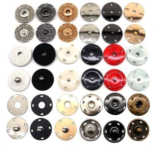 10 sets gold black silver big Round Invisible Snap Fasteners Press Button for suit jacket clasp mink coat accessories DIY