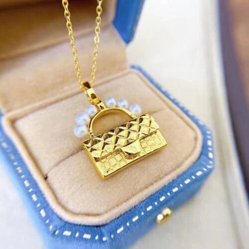 Fine Jewelry Bags Shape 4-5mm Natural Fresh Water White Pearls Pendants Necklaces for Women Presents