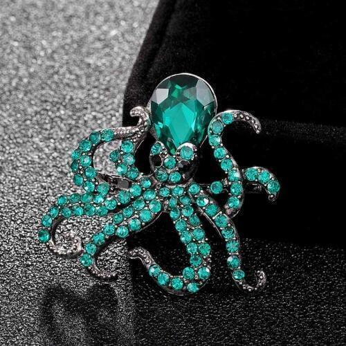 Green Drop Rhinestone Jellyfish brooches bouquet for womens kids christmas gifts Clothing Accessories Women Brooches Hijab Pins