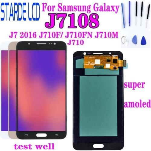 Super AMOLED For Samsung Galaxy J7 2016 J710F/ J710FN J710M J7108 LCD Display Touch Screen Digitizer Assembly For J710 LCD