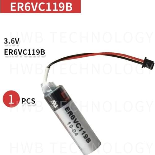 1pcs/lot New Battery ER6VC119B ER6V ER14500 PLC / 3.6V 2000mAh Lithium Battery With black Plug Free Ship