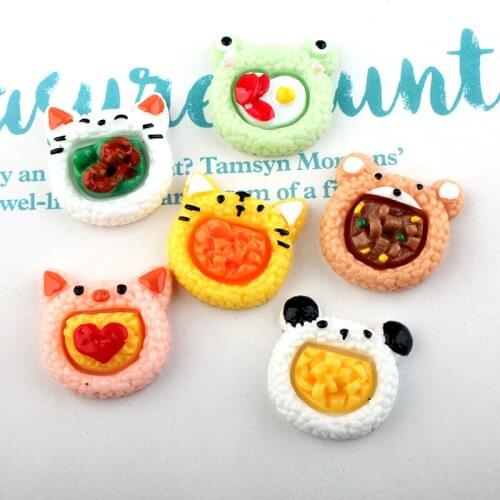 10pcs Resin Cartoon Cake Fruit Panda Cake Craft Flatback Cabochon Kawaii Fake Food Scrapbooking Phone Hair Decoration Accessorie