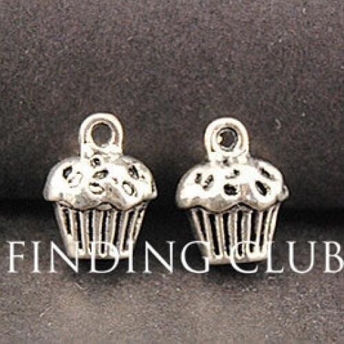 20 pcs Silver Color Cup Cake charm DIY Metal Bracelet Necklace Jewelry Findings A862