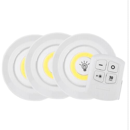 3W COB Dimmable LED Under Cabinet Light with Remote Control Battery Operated LED Closets Lights for Wardrobe Kitchen lighting