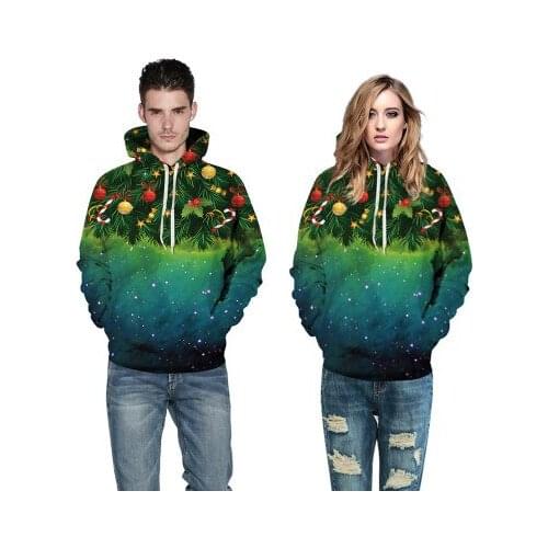 3D starry Christmas tree printing pullover hoodies for women/men casual loose plus size sweatshirts couples baseball suits