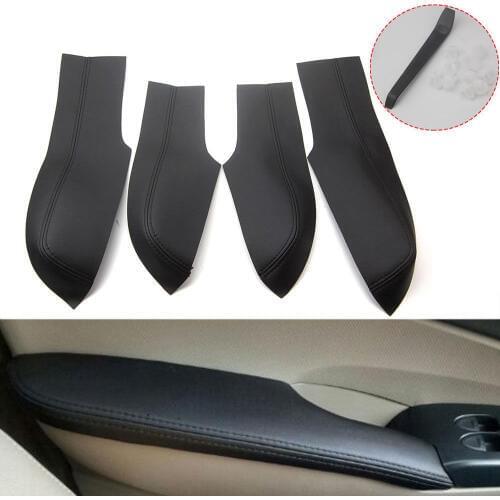 4pcs Fit For Honda Civic 8th 2006-2011 Door Armrest Black PU Leather Surface Shell Trim Cover Decorative Car-styling Accessories
