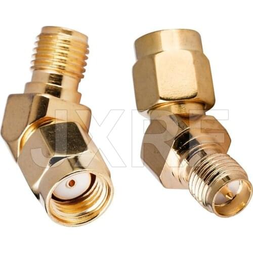 JX 5PCS RP-SMA male to RP-SMA female connector SMA to SMA adapter 45 degree 135 angle for FPV fast ship