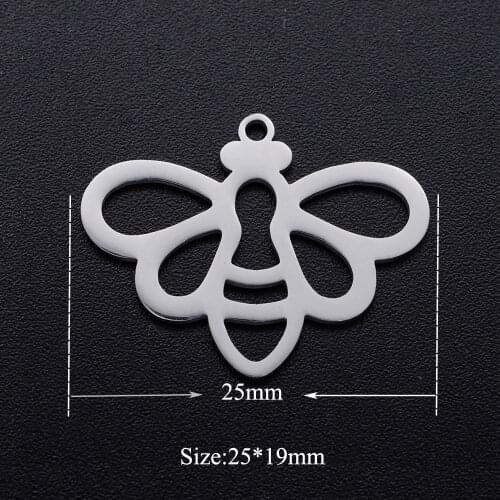 5pcs/lot 100% Stainless Steel Bee diy Charms Wholesale Necklace Pendants For Earring Making Charm for Bracelet Making