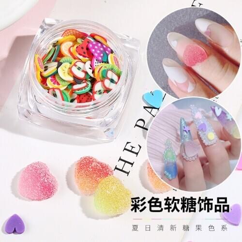 Manicure accessories Gummy love, nail decoration and mixing, peach heart soft clay, candy color, DIY sweet gummy 5pieces/box