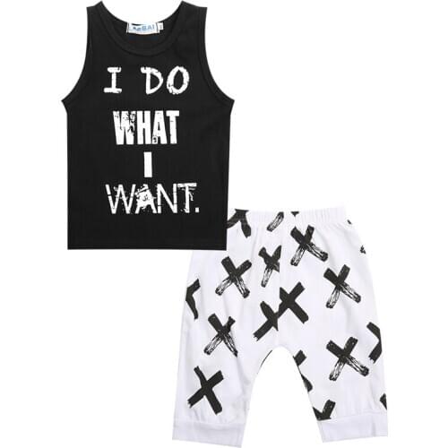 Free shipping Newborn Baby Boys Clothes letter print pullover sleeveless Vest Geometry pants 2pc kids Toddler cotton Outfits