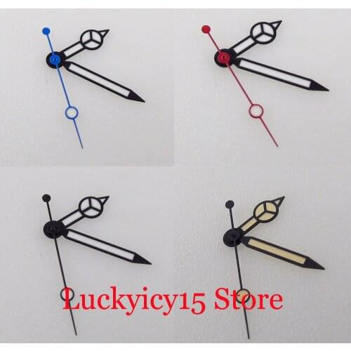 Black Steel Green Luminous Watch Hand Needles Blue/Red Second Hand fit NH35A NH36A 7S26