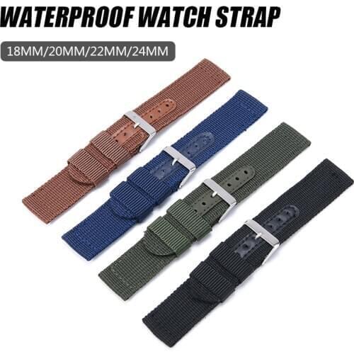 Nylon Wristband Men Army Green Blue Black Canvas Strap 18/20/22/24mm Watch Bracelet Sport Strap Replacement Watch Accessories
