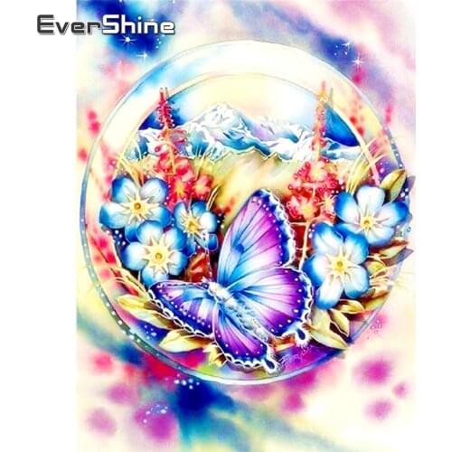 EverShine New Arrivals Diamond Full Drill Square Butterfly Cross Stitch Diamond Embroidery Sale Bubble Bead Picture Kits Gift