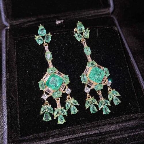 Europe America Vintage Tassel Drop Earrings Inlay Dazzling Colorful Zircon S925 Luxury Jewelry For Women Wedding Cocktail Party