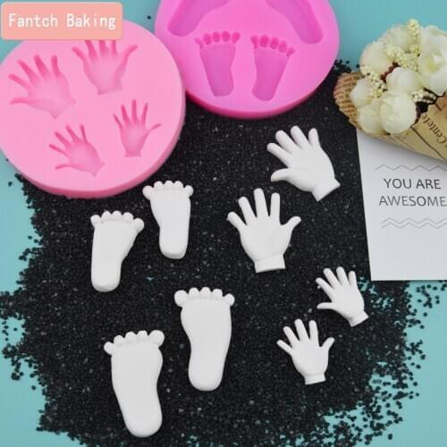 Cake Decorating Tools cute baby hands and feet baking silicone mold high temperature easy release DIY fondant moulds