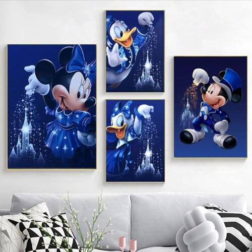 Canvas Painting Cartoon Movie Prints and Posters Disney Mickey Minnie Mouse Donald Duck Wall Art Pictures for Living Room Decor