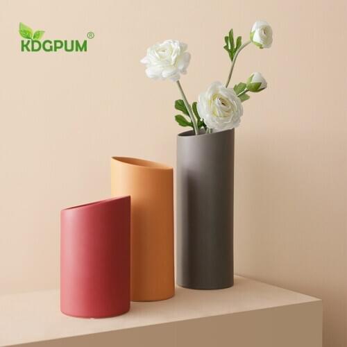 Modern Handmade Ceramic Vase Creative Geometric Cylinder Succulent Plant Pot Simple Nordic INS Home Decoration Ornaments