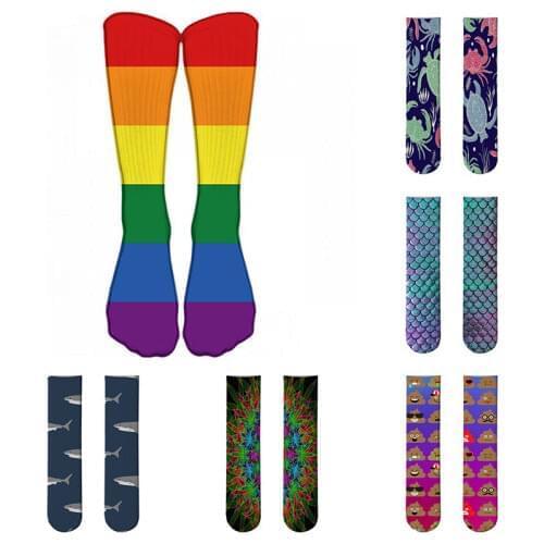Harajuku Cool Skateboard Tube Socks Fashion Compression Mixed Cotton 3D Print Socks Winter Hipster Warm Funny Female Sock Unisex