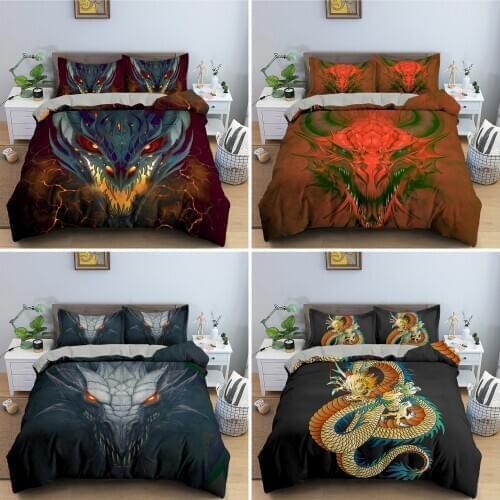 Dragon Pattern Duvet Cover Set Psychedelic Soft Bedding Set Quilt Cover Pillowcase Single Twin Double Full Queen King 2/3 PCS