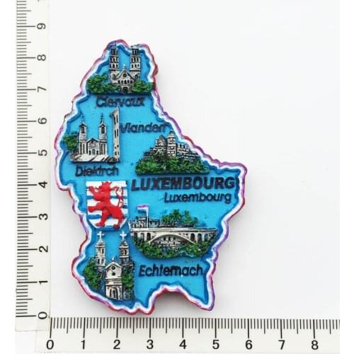 Luxemburg)Fridge Magnet,Creative Travel Commemorate Crafts 3D Ornaments Magnetism Resin Material Refrigerator Stickers