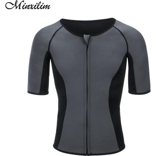 Minxilim Shapewear For Men Sauna Bodybuilding Rubber Tops Sweaty Waist Trainer Fitness Workout Gym Neoprene Zipper Body shaper