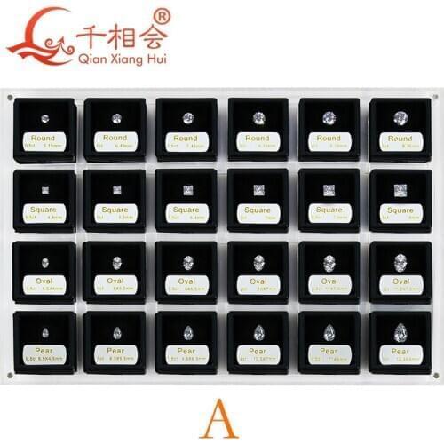 8 shapes of cubic zirconia loose 1-5 carat weight size set display tools box diamond tester master set