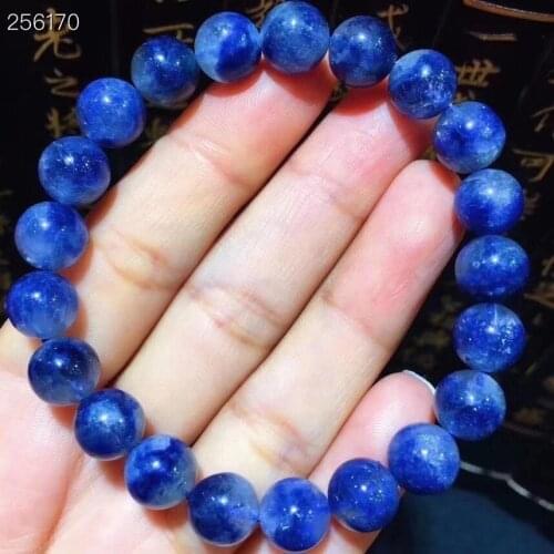 9.2mm Brazil Natural Blue Dumortierite Quartz Rutilated Crystal Bracelet Women Men Gemstone Round Beads Rare Reiki Stone AAAAA