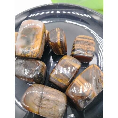 Natural Yellow Tigers Eye Gravel Rock Crystal Quartz Tiger Eyes Mineral Specimen Fish Tank Garden Decoration Square Stone
