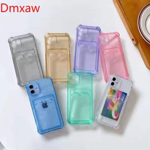 Shockproof Case For iPhone 12 11 Pro Max Mini X XR XS Max 8 7 Plus SE 2020 Phone Case Wallet Card Transparent Clear Soft Cover