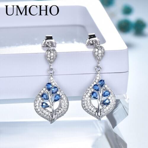 UMCHO 925 Sterling Silver Clip Earrings For Women Emerald Gemstone Wedding Engagement Fine Jewelry Valentine Gift