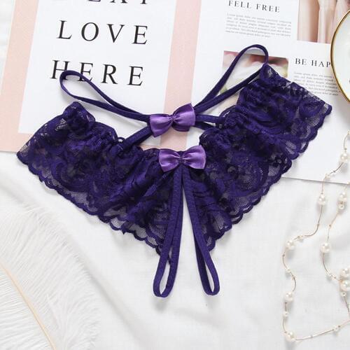 Womens Sexy Lingerie Hot Erotic Open Crotch Panties Porn Lace Transparent Crotchless Underwear Underpants Sex Wear G-string