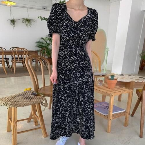 Summer Women Dress Korean Fashion Floral Prints Vintage Square Collar Lace Up Vestidos Slim Fit Print Lantern Sleeve Dresses