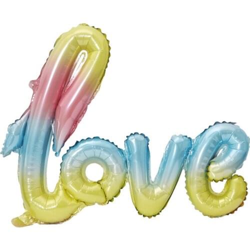 1pc 108*54cm Rainbow Gradient Color English Letter LOVE Foil Balloon Aluminum Baloon Valentines Day Wedding Party Garden Decor