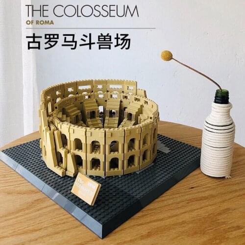 1758pcs Architecture City Italy Rome Colosseum Building Blocks Sets Bricks Classic City Skyline Model Kids Toys For Children