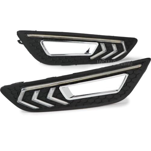 2PCS For Ford Focus 3 2015 2016 2017 2018 Turn signal and dimming style Relay 12V LED Car DRL daytime running light Fog lamp