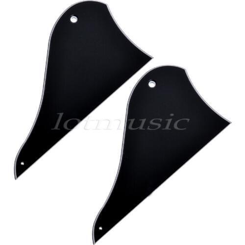 2 Packs Mandolin Pickguard 3Ply 2 Hole ABS Mandolin Scratched Plate Black