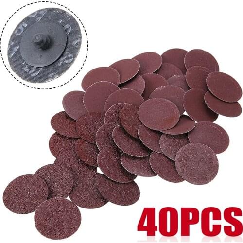 40pcs 50mm/2inch 40/80/120/240 Grit Sanding Disc Roll Lock R-Type Sandpaper Abrasive Discs for Woodwork Finishing Rotary Tool