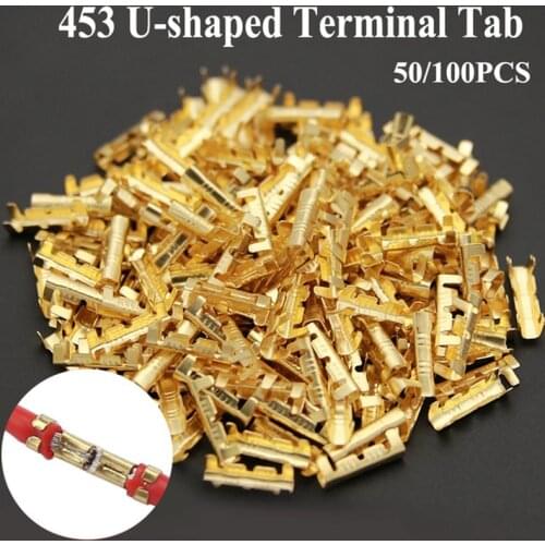 50pcs/100pcs 453 U-shaped terminal tab cold inserts connectors cold terminal small teeth fascia terminal,0.3-1.5mm2
