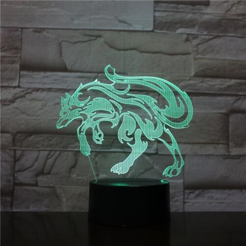Abstract Fox 3d Lamp 7 Color Led Night Lamps For Kids Touch Led Usb Table Lampara Lampe Baby Sleeping Nightlight Room Lamp 1710