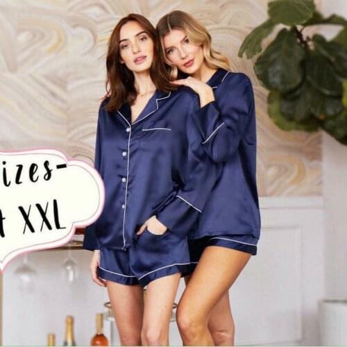 Satin Women Long Pyjamas Set for Women Pajamas with shorts Silk Pj Sets Sleepwear