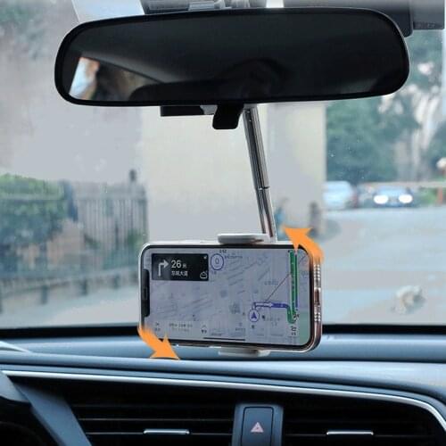 Low price Car Rearview Mirror Mount Phone Holder Adjustable GPS Seat Smartphone Holder Universal Extension Stand