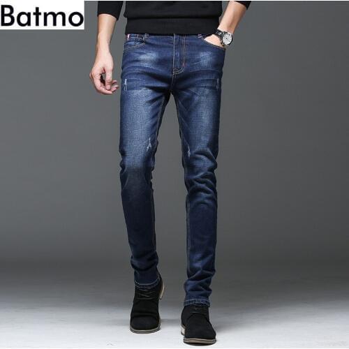 Batmo 2018 new arrival high quality casual slim elastic jeans men ,mens pencil pants ,skinny jeans men 1019