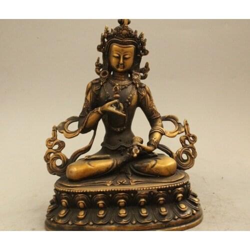Free shipping 8" Tibet Tibetan Buddhism Brass Seat Vajradhara Vajrabhairava Vajrasattva Statue