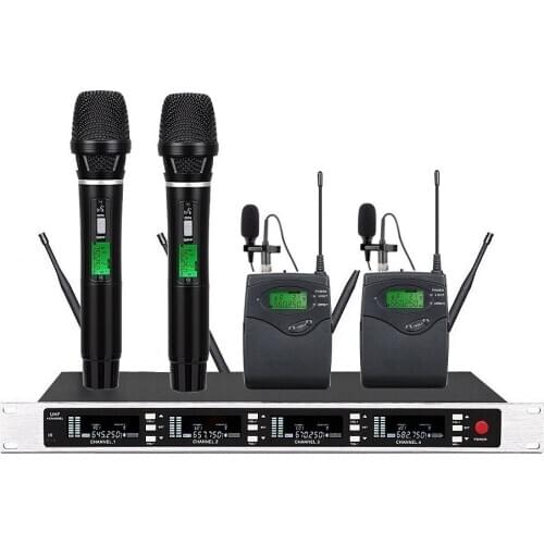 Bolymic Wireless Mikrofon System True Diversity Professional 4 Channel Handheld Lavalier Cordless Church Microphone Mikrofon Set