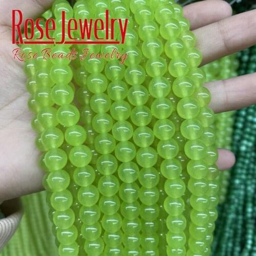 Natural Stone Beads Light Green Jades Chalcedony Round Loose Spacer Beads 4 6 8 10 12 14mm 15" DIY Bracelet For Jewelry Making