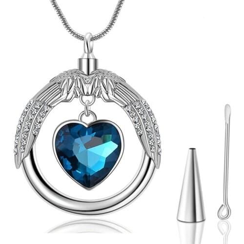 A Piece of My Heart Lives In Heaven Crystal Heart Memorial Cremation Jewelry Urn Necklace Pendant Dropshiping