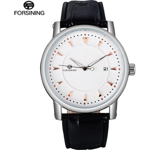 FORSINING Fashion Men Mechanical Watches Mens Casual Automatic Watch Leather Band Calendar Dress Wristwatches Relogio Masculino