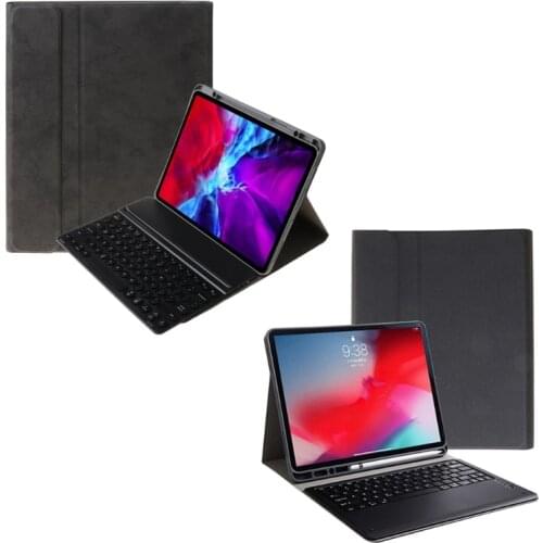 For iPad Pro 12.9 Inch 2020 Case with Bluetooth Keyboard Pencil Holder 360 Degree Rotary Backlit Tablet Protective Cover