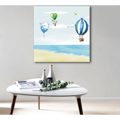 DIY digital painting hot air balloon landscape painting sea decoration painting adult hand-painted decompression painting